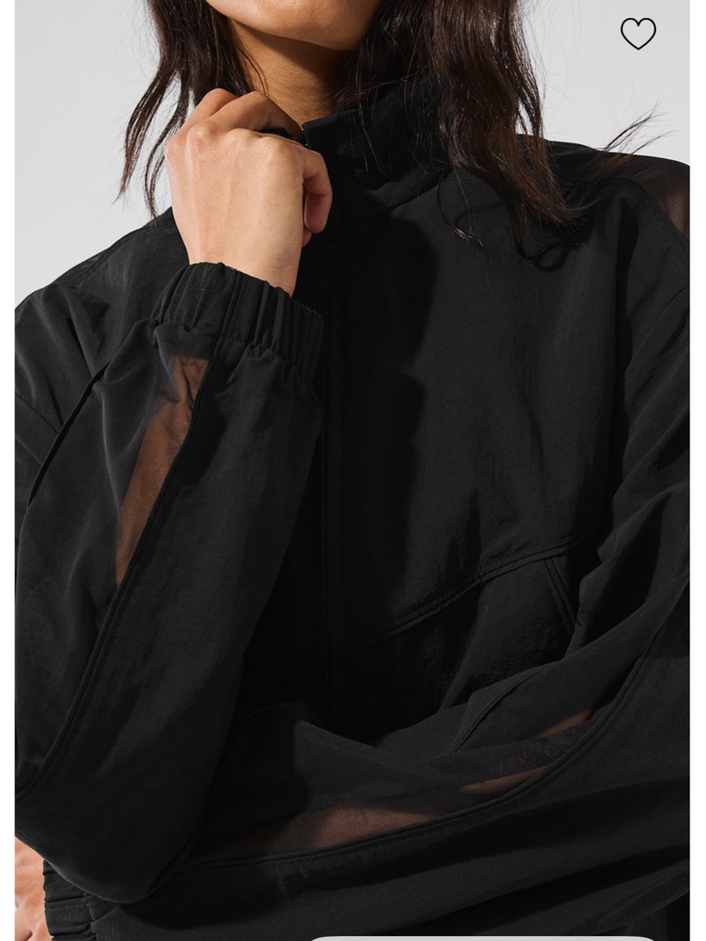 ALO Yoga Origin Full Zip Black Sheer-Panel Track Jacket